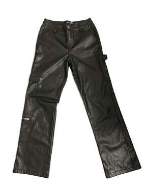 Hot Kiss Black Vegan Faux Leather Cargo Carpenter Pants
